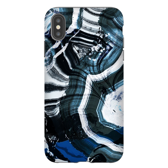 iPhone Xs Max StrongFit Dark blue ink brushed agata marble by Oana 