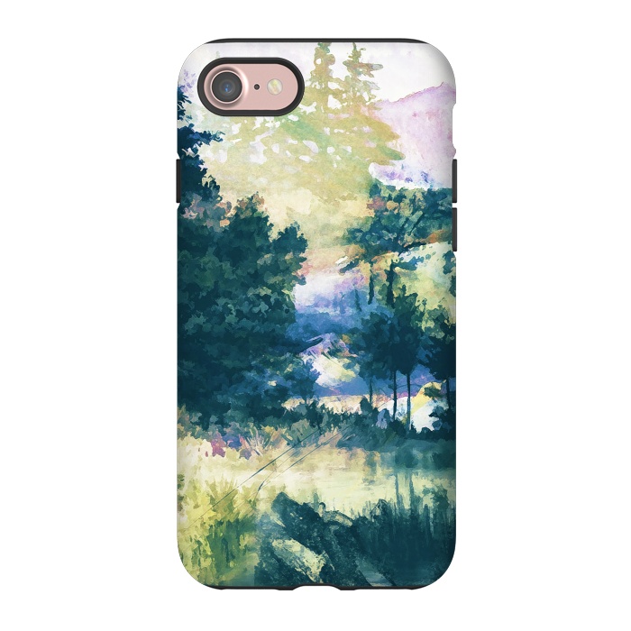 iPhone 7 StrongFit Watercolor painted forest landscape by Oana 