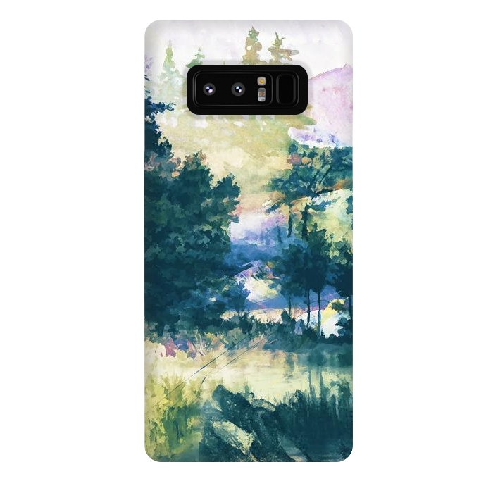 Galaxy Note 8 StrongFit Watercolor painted forest landscape by Oana 