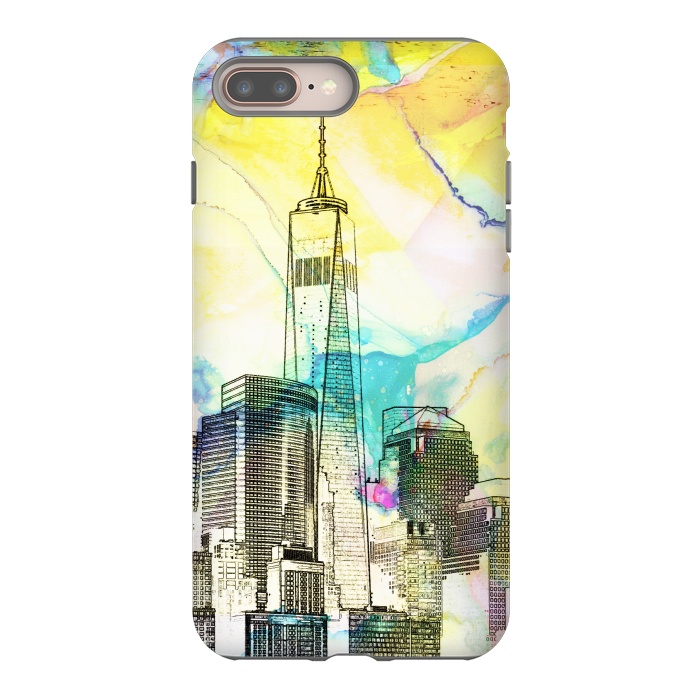 iPhone 7 plus StrongFit New york skyline cityscape travel sketch by Oana 
