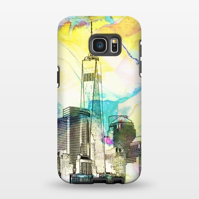 Galaxy S7 EDGE StrongFit New york skyline cityscape travel sketch by Oana 