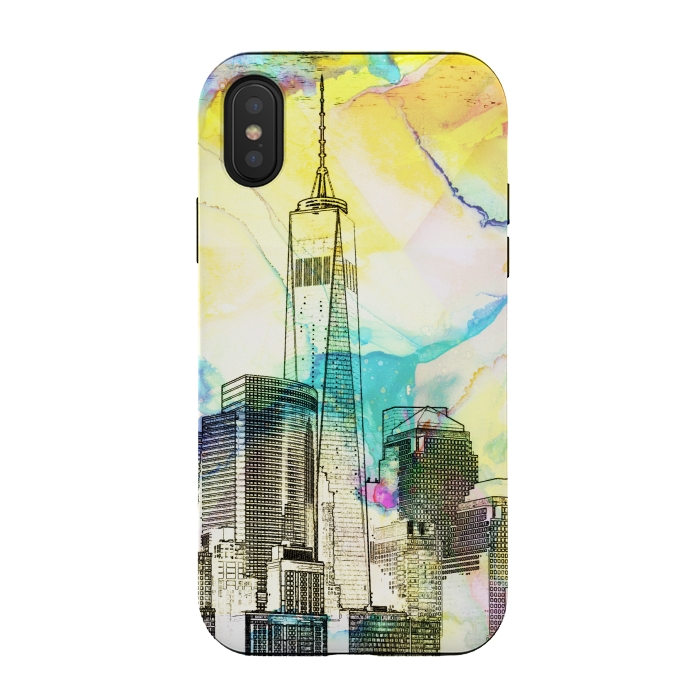 iPhone Xs / X StrongFit New york skyline cityscape travel sketch by Oana 