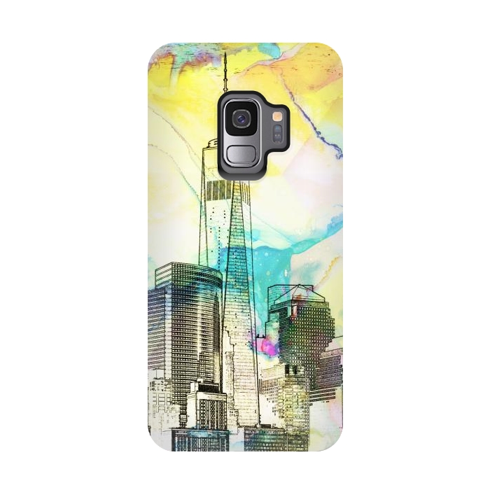 Galaxy S9 StrongFit New york skyline cityscape travel sketch by Oana 