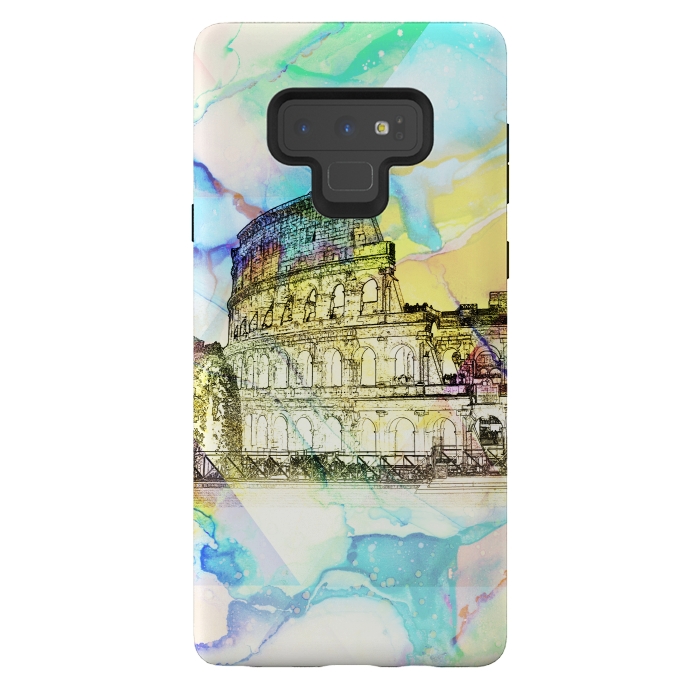 Galaxy Note 9 StrongFit Colosseum Rome Italy ink sketch and watercolor painting by Oana 
