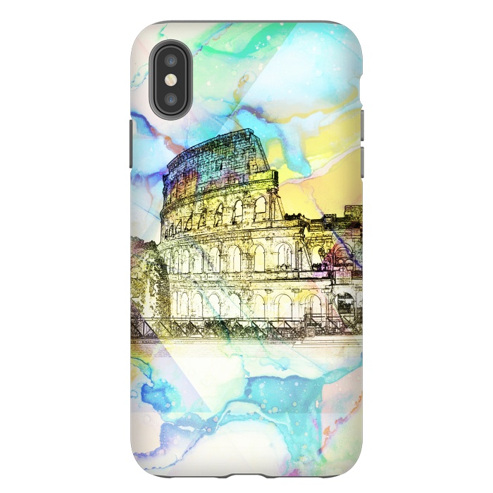 iPhone Xs Max StrongFit Colosseum Rome Italy ink sketch and watercolor painting by Oana 