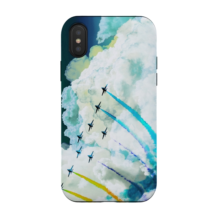 iPhone Xs / X StrongFit Air show flight on blue clouds by Oana 