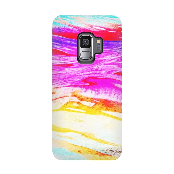 Galaxy S9 StrongFit Colorful tie dye painted waves by Oana 