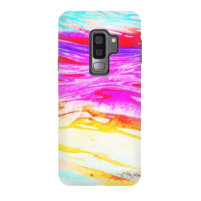 Galaxy S9 plus StrongFit Colorful tie dye painted waves by Oana 