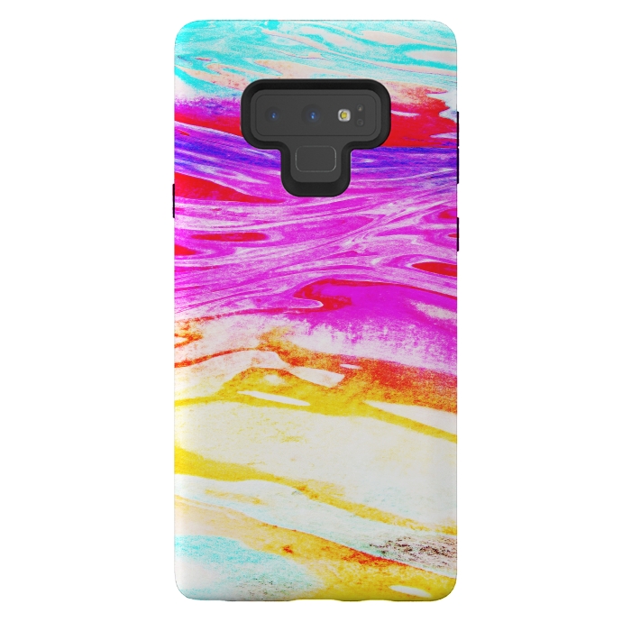 Galaxy Note 9 StrongFit Colorful tie dye painted waves by Oana 