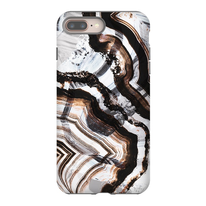 iPhone 7 plus StrongFit Agate marble brown brushtroke stripes by Oana 