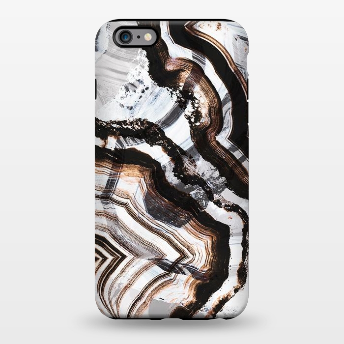 iPhone 6/6s plus StrongFit Agate marble brown brushtroke stripes by Oana 