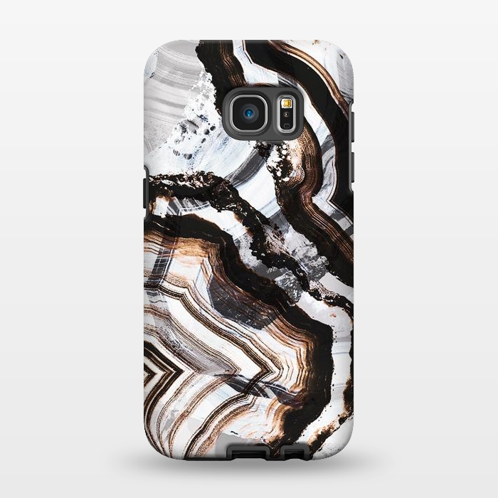 Galaxy S7 EDGE StrongFit Agate marble brown brushtroke stripes by Oana 