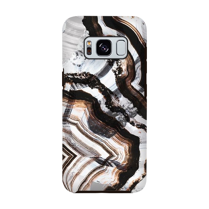 Galaxy S8 StrongFit Agate marble brown brushtroke stripes by Oana 