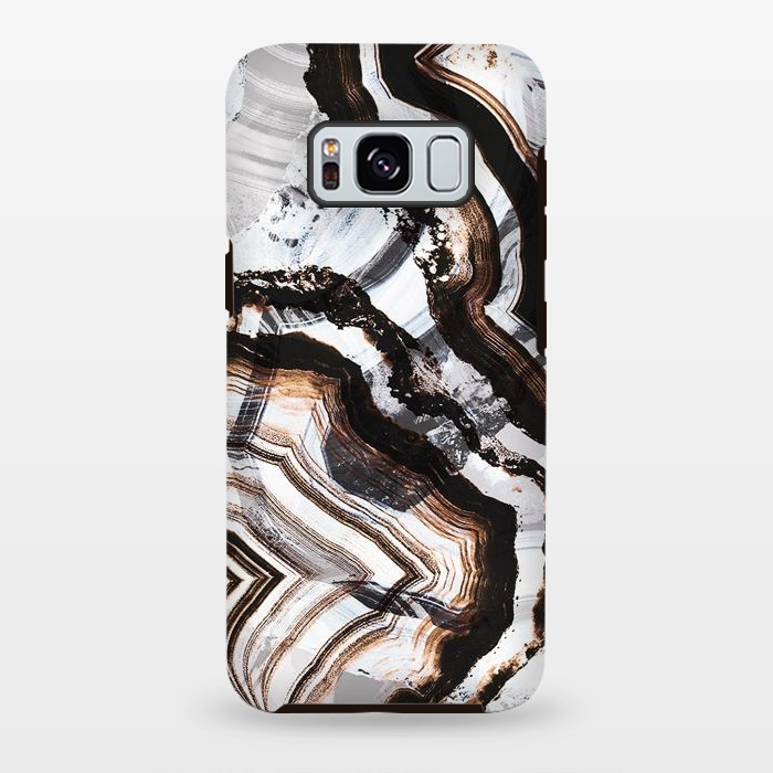 Galaxy S8 plus StrongFit Agate marble brown brushtroke stripes by Oana 