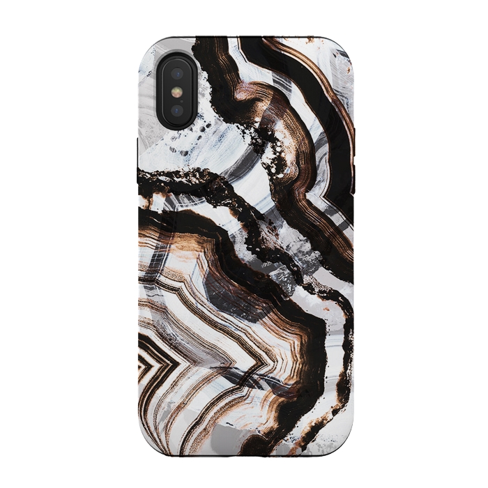 iPhone Xs / X StrongFit Agate marble brown brushtroke stripes by Oana 