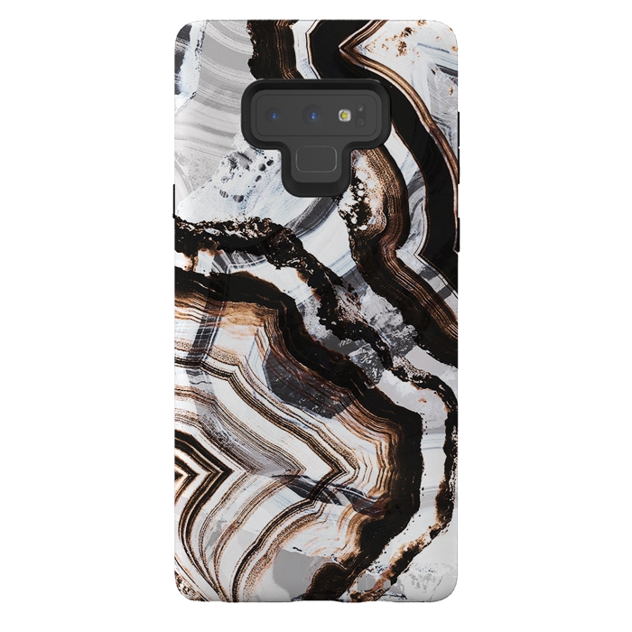 Galaxy Note 9 StrongFit Agate marble brown brushtroke stripes by Oana 