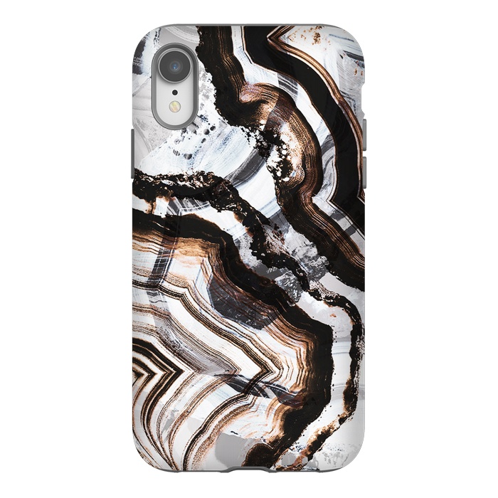 iPhone Xr StrongFit Agate marble brown brushtroke stripes by Oana 