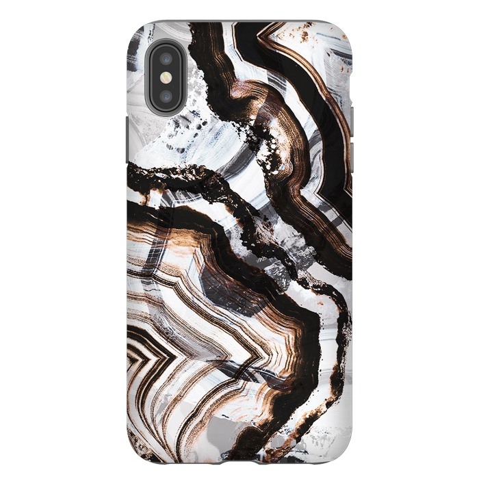iPhone Xs Max StrongFit Agate marble brown brushtroke stripes by Oana 