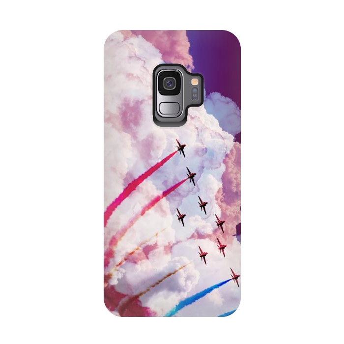 Galaxy S9 StrongFit Red purple airplane air show by Oana 