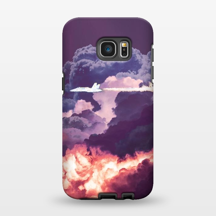 Galaxy S7 EDGE StrongFit Plane and purple clouds by Oana 