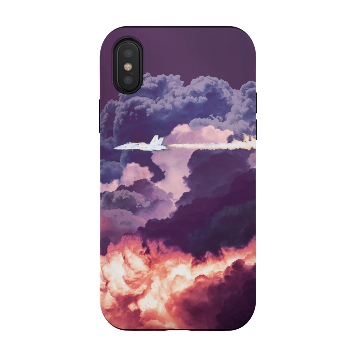 iPhone Xs / X StrongFit Plane and purple clouds by Oana 