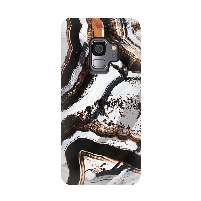 Galaxy S9 StrongFit Marble brushstroke stripes by Oana 
