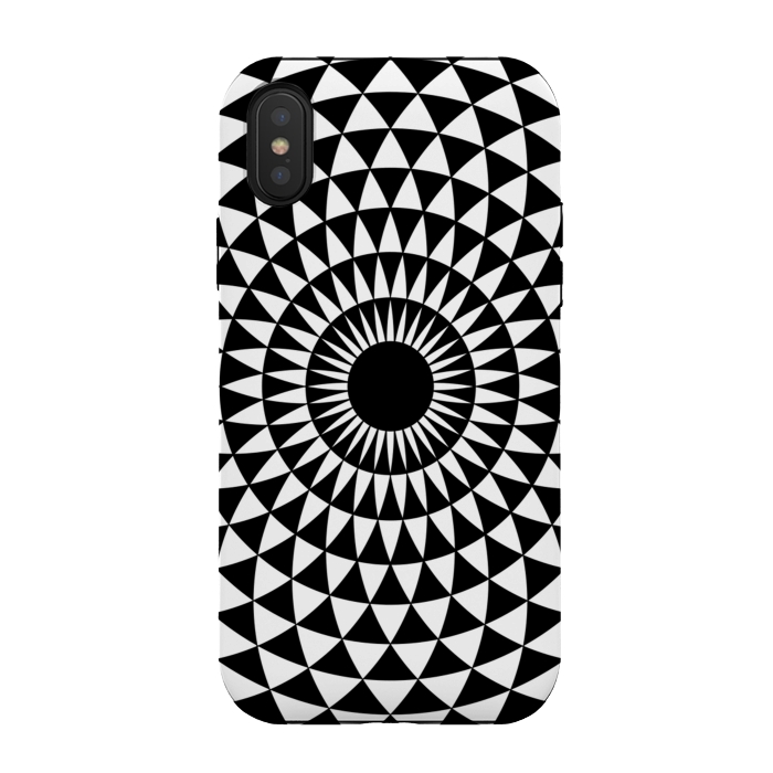 iPhone Xs / X StrongFit 3d illusion mandala geometric black triangle patterns  by Josie