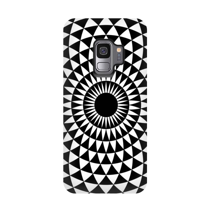 Galaxy S9 StrongFit 3d illusion mandala geometric black triangle patterns  by Josie