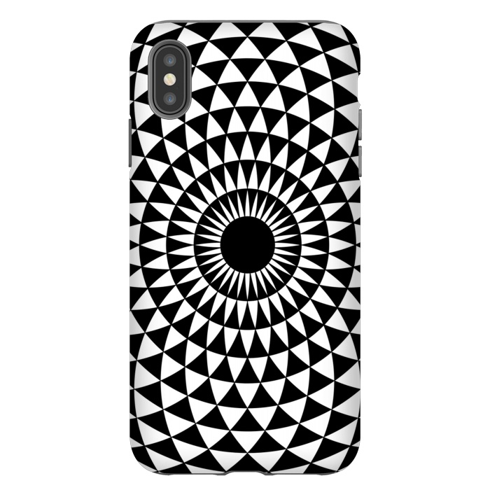 iPhone Xs Max StrongFit 3d illusion mandala geometric black triangle patterns  by Josie