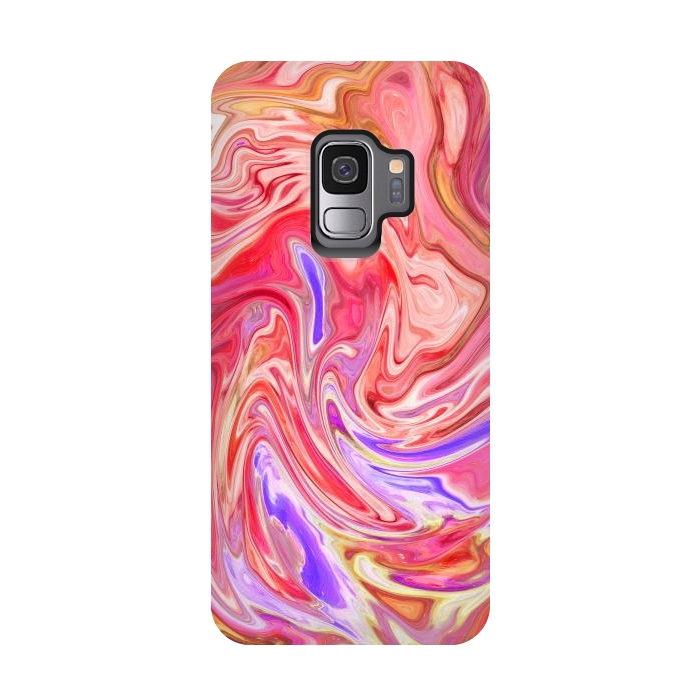 Galaxy S9 StrongFit Water effect pink red pop fluid painting digital art by Josie