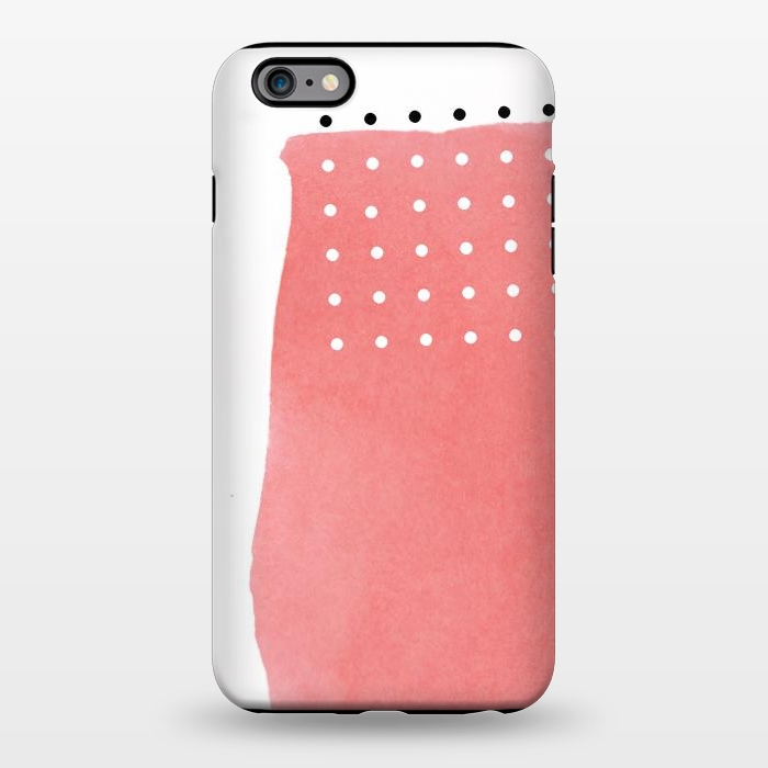 iPhone 6/6s plus StrongFit Abstract Pink Watercolor Brushstroke with Black and White Polka Dots by amini54