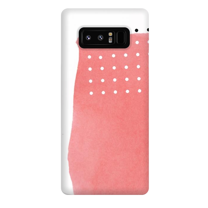 Galaxy Note 8 StrongFit Abstract Pink Watercolor Brushstroke with Black and White Polka Dots by amini54