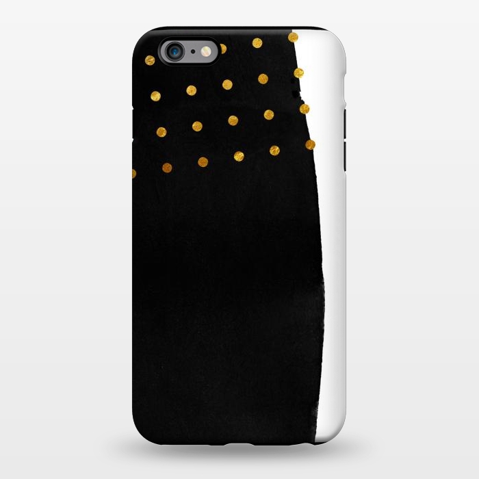 iPhone 6/6s plus StrongFit Black Abstract Watercolor Brushstroke with Gold Polka Dots by amini54