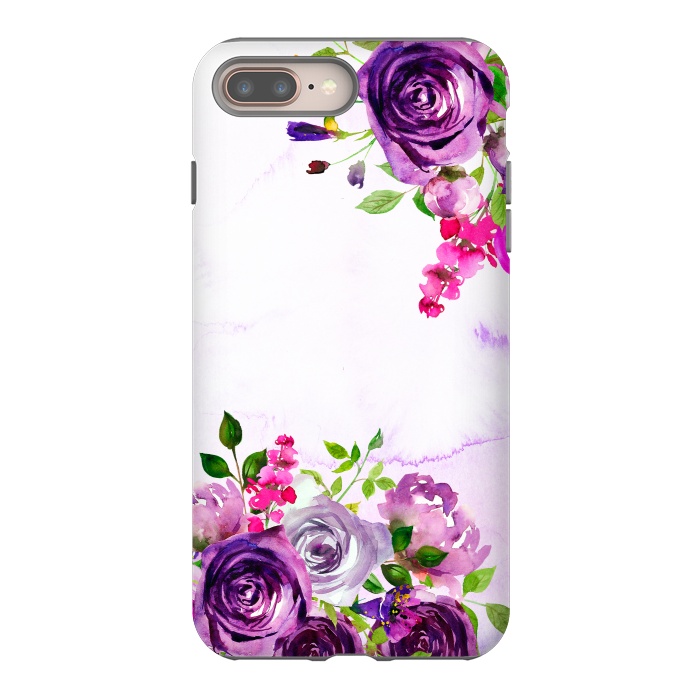iPhone 7 plus StrongFit Hand drawn purple and pink florals by  Utart
