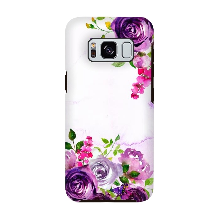 Galaxy S8 StrongFit Hand drawn purple and pink florals by  Utart