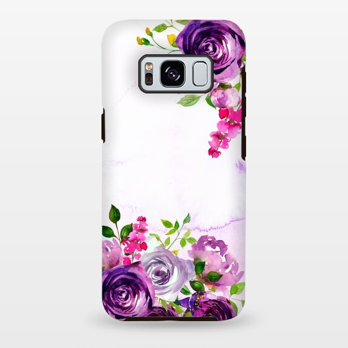 Galaxy S8 plus StrongFit Hand drawn purple and pink florals by  Utart