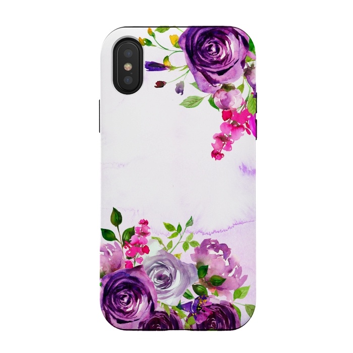 iPhone Xs / X StrongFit Hand drawn purple and pink florals by  Utart