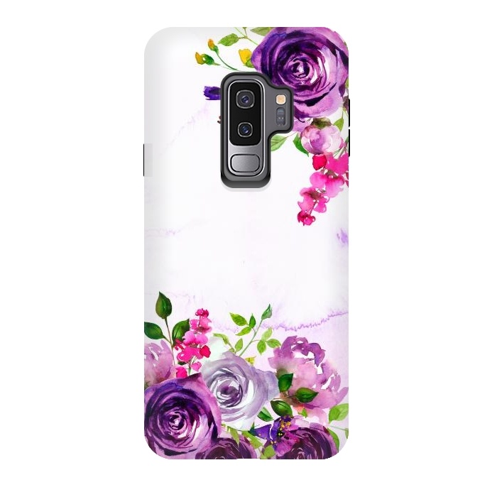 Galaxy S9 plus StrongFit Hand drawn purple and pink florals by  Utart