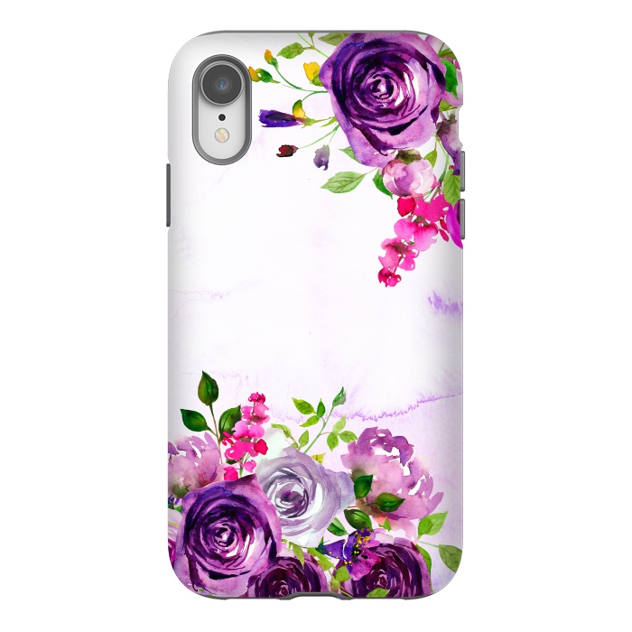 iPhone Xr StrongFit Hand drawn purple and pink florals by  Utart