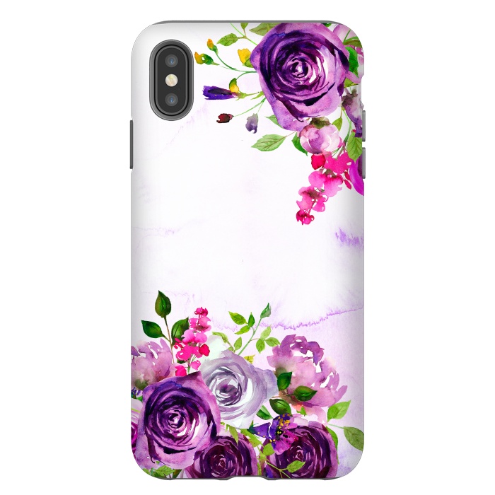 iPhone Xs Max StrongFit Hand drawn purple and pink florals by  Utart