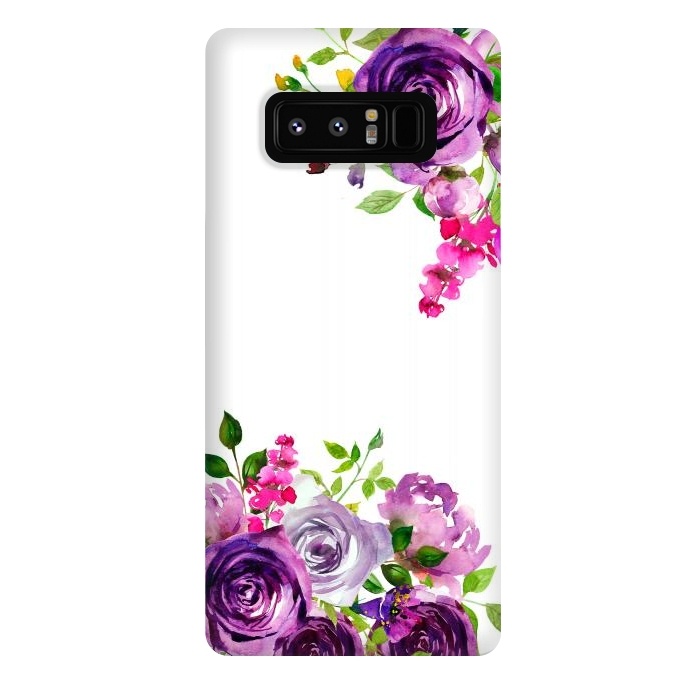 Galaxy Note 8 StrongFit Hand drawn purple and pink florals on white by  Utart