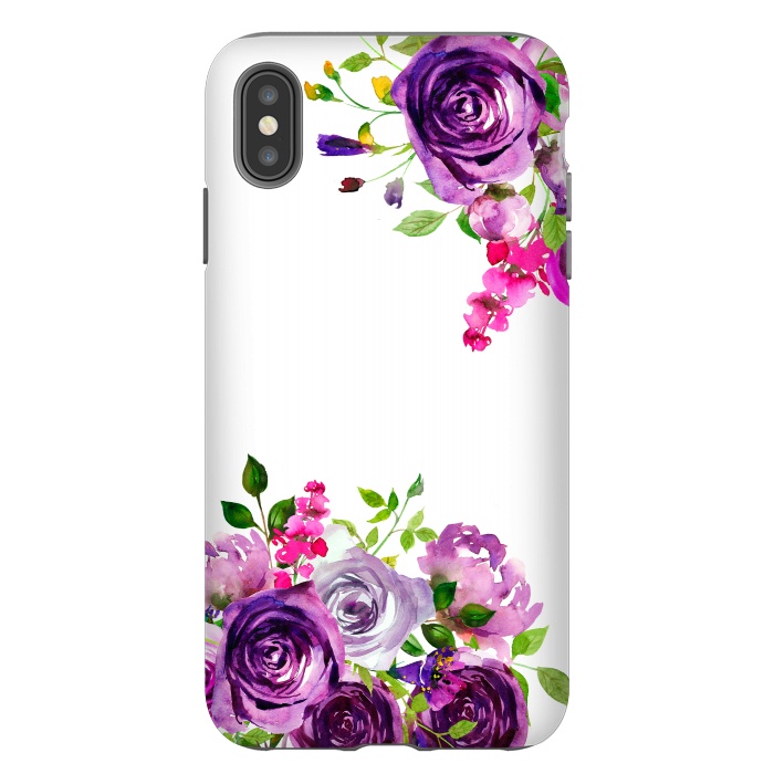 iPhone Xs Max StrongFit Hand drawn purple and pink florals on white by  Utart