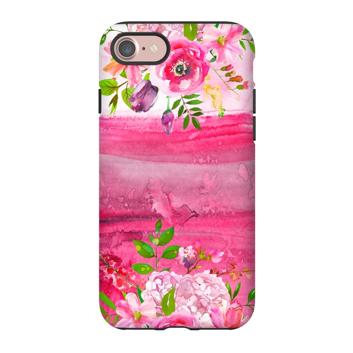 iPhone 7 StrongFit Pink watercolor florals by  Utart