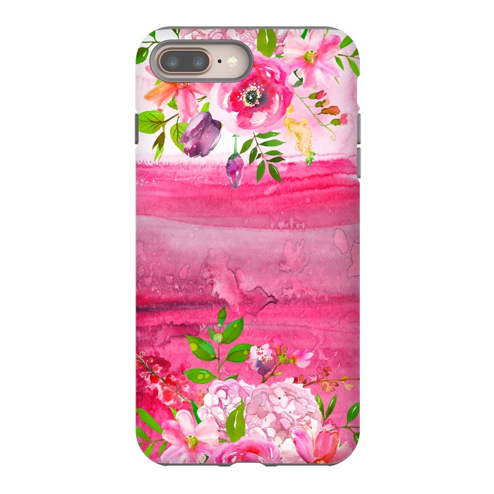 iPhone 7 plus StrongFit Pink watercolor florals by  Utart