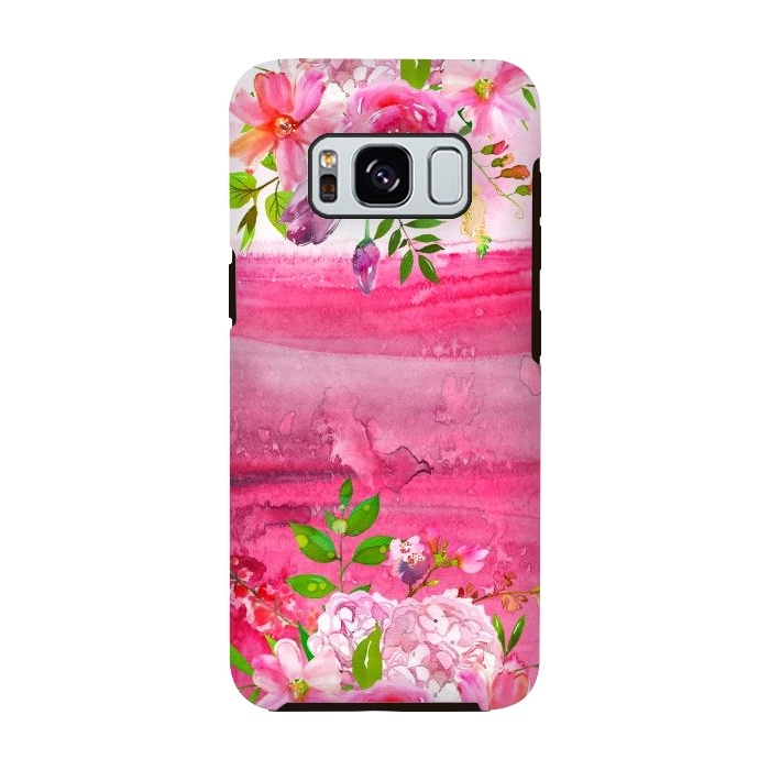 Galaxy S8 StrongFit Pink watercolor florals by  Utart