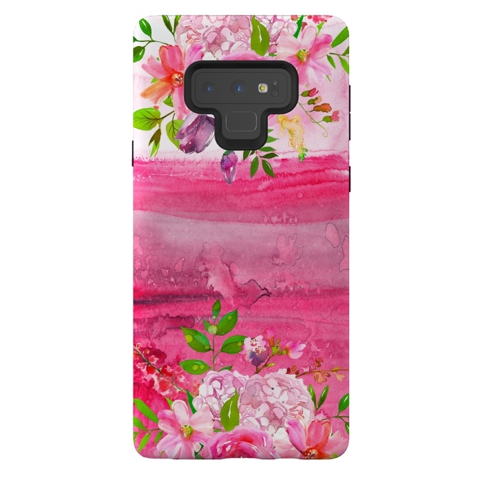Galaxy Note 9 StrongFit Pink watercolor florals by  Utart
