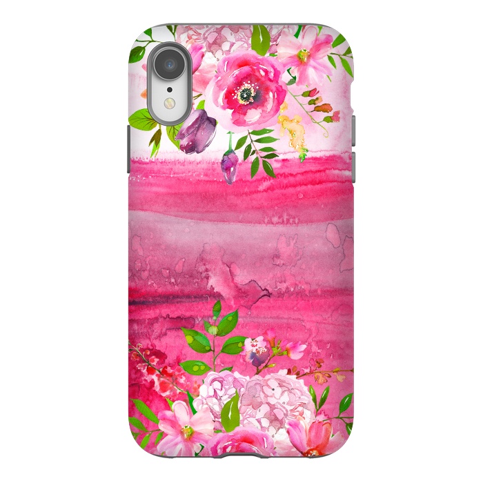 iPhone Xr StrongFit Pink watercolor florals by  Utart