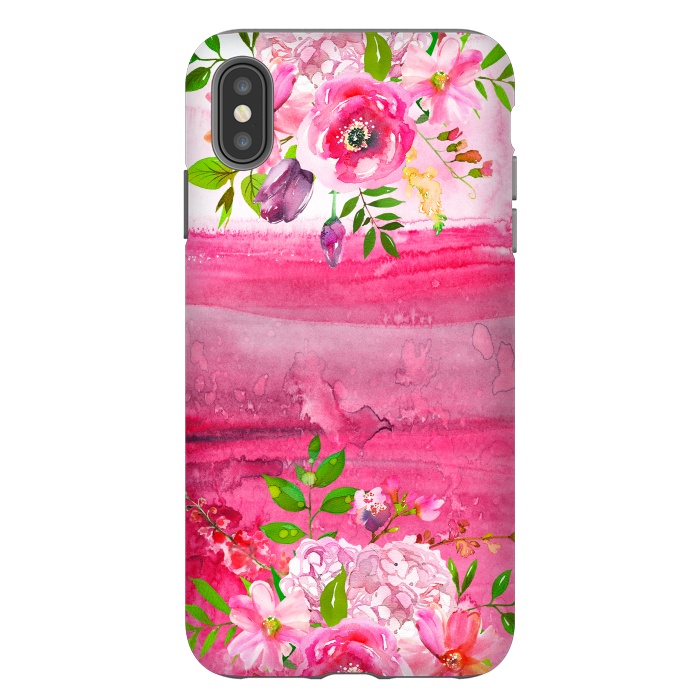 iPhone Xs Max StrongFit Pink watercolor florals by  Utart