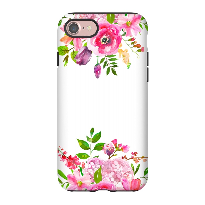 iPhone 7 StrongFit Pink Watercolor florals on white by  Utart