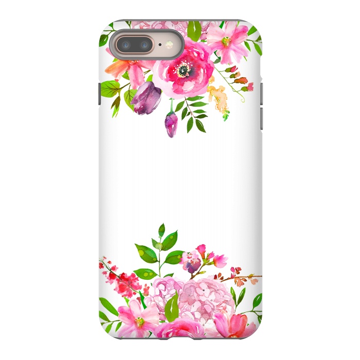 iPhone 7 plus StrongFit Pink Watercolor florals on white by  Utart